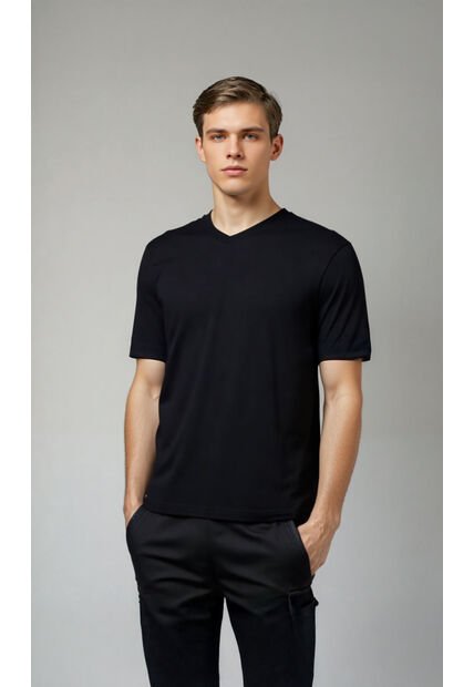 Camisilla Para Hombre Manga Corta Negro Marca L&H Ref. 4K102002