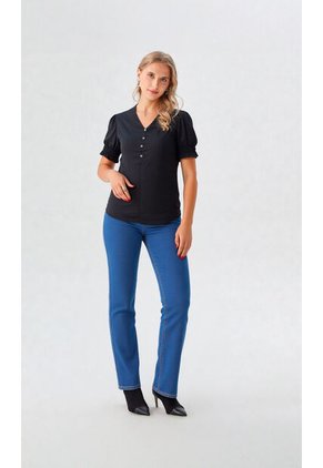 Blusa Para Mujer Manga Corta Negro Marca L&H Ref. 5P412275