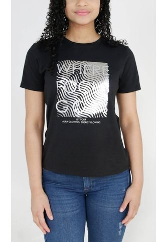 Camiseta Para Mujer Manga Corta Negro Marca L&H L&H