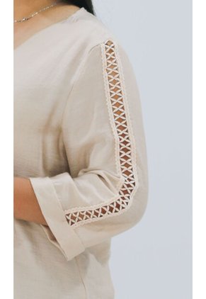 Blusa Para Mujer Manga 3/4 Beige Marca L&H Ref. 1F412665