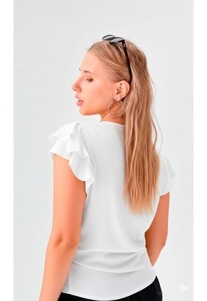 Blusa Para Mujer Manga Corta Crudo Marca L&H Ref. 1F412719
