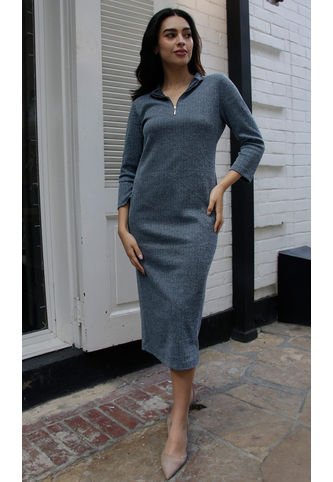 Vestido Para Mujer Manga 3/4 Azul Marca L&H L&H