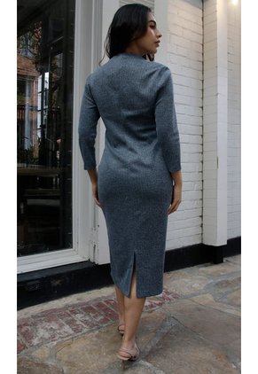 Vestido Para Mujer Manga 3/4 Azul Marca L&H