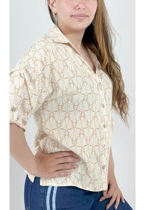 Blusa Para Mujer Manga 3/4 Beige Marca L&H