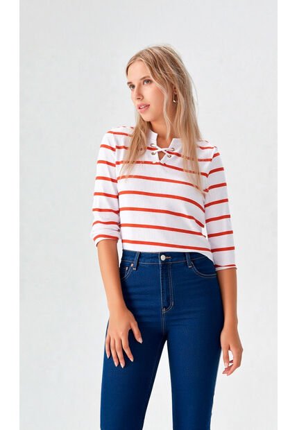 Camiseta Para Mujer Manga 3/4 Naranja Marca L&H