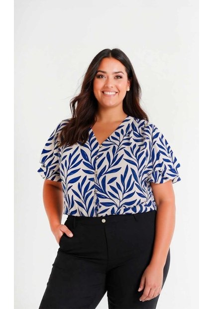 Blusa Para Mujer. Manga Corta Azul Marca L&H Ref. 5P612107