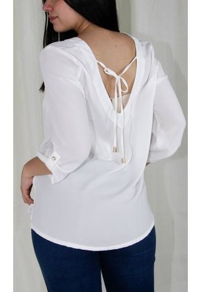 Blusa Para Mujer Manga 3/4 Blanco Marca L&H