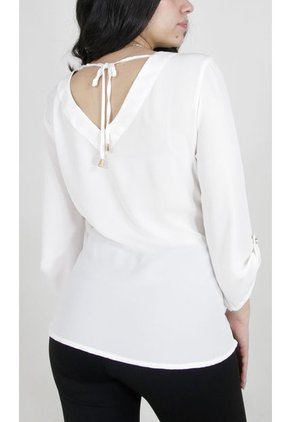 Blusa Para Mujer Manga 3/4 Blanco Marca L&H