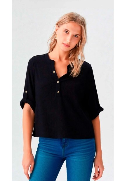 Camiseta Para Mujer Manga 3/4 Negro Marca L&H Ref. 7S409039