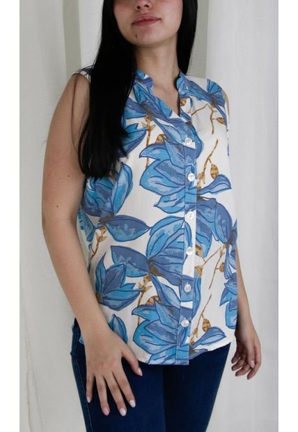 Blusa Para Mujer Manga Sisa Azul Marca L&H