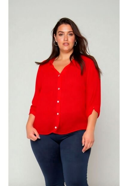 Blusa Para Mujer. Manga 3/4 Rojo Marca L&H