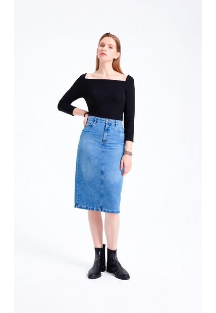 Falda Para Mujer Azul Marca L&H Ref. 1Ab414002