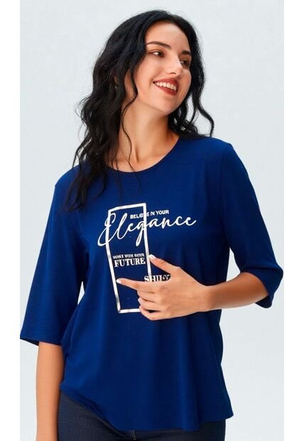 Camiseta Para Mujer Manga 3/4 Azul Marca L&H Ref. 5G409255