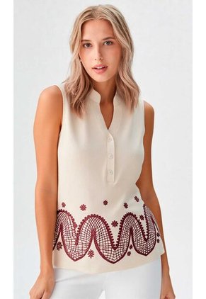 Camiseta Para Mujer Manga Sisa Beige Marca L&H Ref. 1F409496