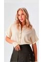 Blusa Para Mujer Manga Corta Beige Marca L&H Ref. 8E412049 de L&H