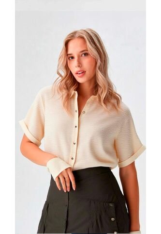 Blusa Para Mujer Manga Corta Beige Marca L&H Ref. 8E412049 L&H