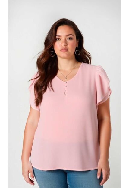 Blusa Para Mujer. Manga Corta Rosado Marca L&H Ref. 1F612239