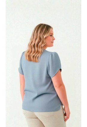 Blusa Para Mujer. Manga Corta Azul Claro Marca L&H Ref. 1F612239
