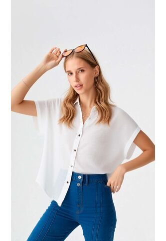 Blusa Para Mujer Manga Corta Blanco Marca L&H Ref. 8E412049 L&H