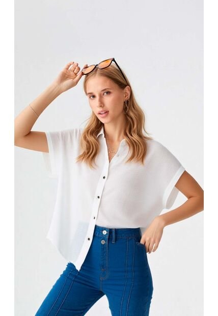 Blusa Para Mujer Manga Corta Blanco Marca L&H Ref. 8E412049