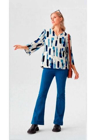 Blusa Para Mujer Manga 3/4 Azul Marca L&H Ref. 5P412290 L&H