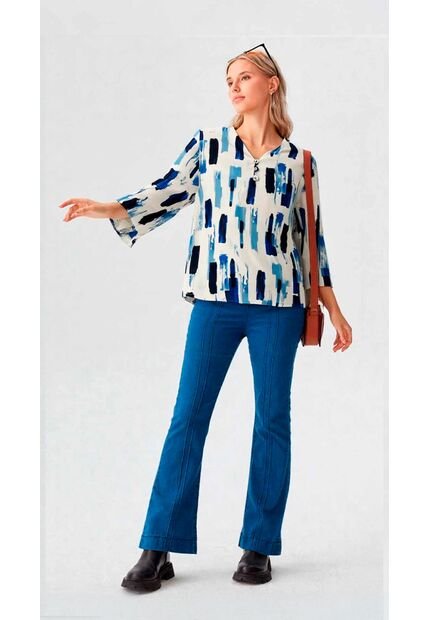 Blusa Para Mujer Manga 3/4 Azul Marca L&H Ref. 5P412290