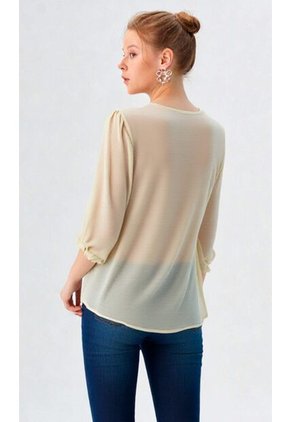 Blusa Para Mujer Manga 3/4 Crudo Marca L&H Ref. 5P412280