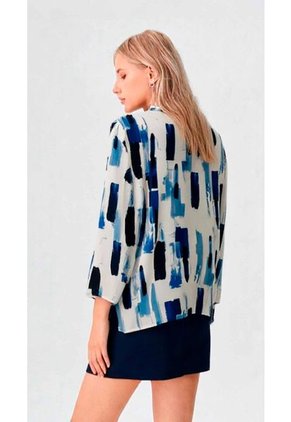 Blusa Para Mujer Manga 3/4 Azul Marca L&H Ref. 5P412290