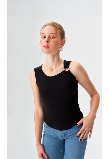 Camiseta Para Mujer Manga Sisa Negro Marca L&H Ref. 1F409483