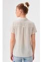 Blusa Para Mujer Manga Corta Beige Marca L&H Ref. 1F412721 de L&H