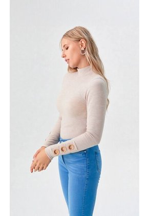 Camiseta Para Mujer Manga Larga Beige Marca L&H Ref. 1F409493