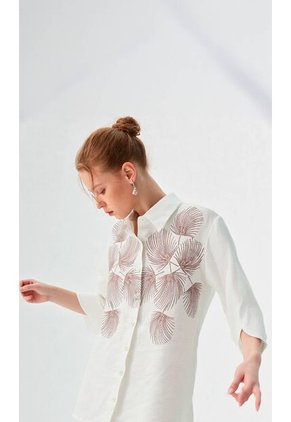 Blusa Para Mujer Manga 3/4 Crudo Marca L&H Ref. 1F412715