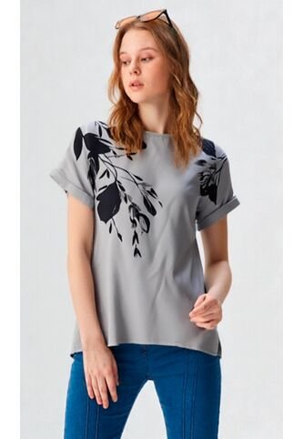 Blusa Para Mujer Manga Corta Gris Claro Marca L&H Ref. 1F412700 L&H