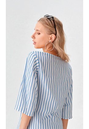 Blusa Para Mujer Manga 3/4 Azul Marca L&H Ref. 1F412720