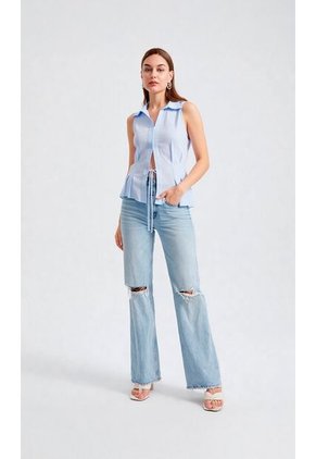 Blusa Para Mujer Manga Sisa Azul Marca L&H Ref. 1F412620