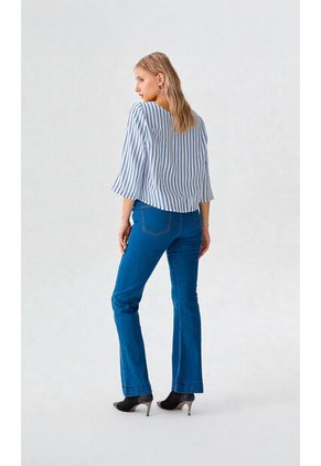 Blusa Para Mujer Manga 3/4 Azul Marca L&H Ref. 1F412720