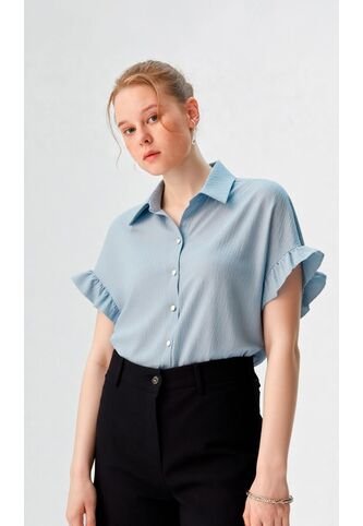 Blusa Para Mujer Manga Corta Azul Marca L&H Ref. 1F412676 L&H