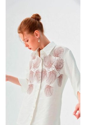 Blusa Para Mujer Manga 3/4 Crudo Marca L&H Ref. 1F412715