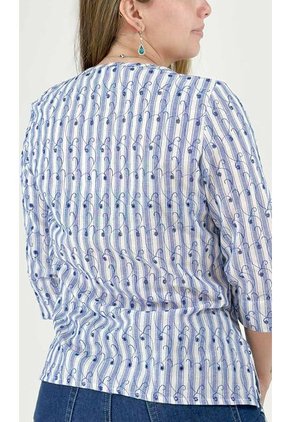 Blusa Para Mujer Manga 3/4 Azul Marca L&H