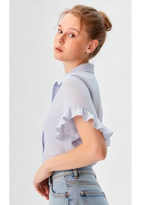 Blusa Para Mujer Manga Corta Azul Marca L&H Ref. 1F412676