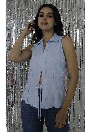 Blusa Para Mujer Manga Sisa Azul Marca L&H Ref. 1F412620