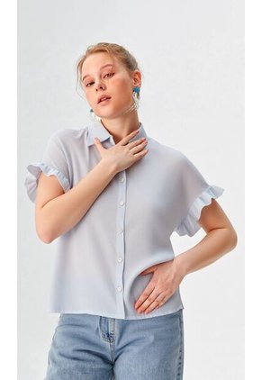 Blusa Para Mujer Manga Corta Azul Marca L&H Ref. 1F412676