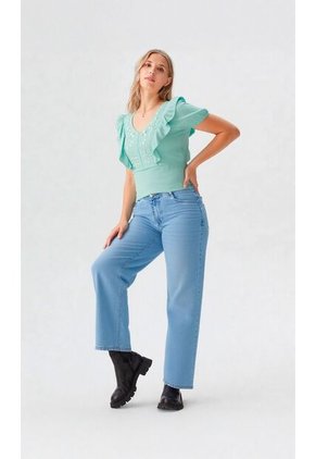 Blusa Para Mujer Manga Corta Verde Marca L&H Ref. 1F412667