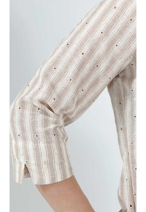 Blusa Para Mujer Manga 3/4 Beige Marca L&H