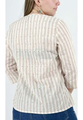 Blusa Para Mujer Manga 3/4 Beige Marca L&H