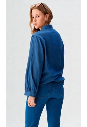 Blusa Para Mujer Manga 3/4 Azul Indigo Marca L&H Ref. 3K412145