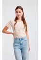 Blusa Para Mujer Manga Corta Beige Marca L&H de L&H