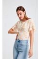 Blusa Para Mujer Manga Corta Beige Marca L&H de L&H
