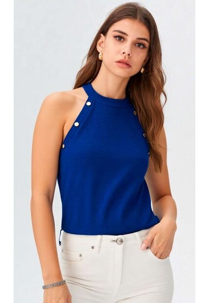 Blusa Para Mujer Manga Sisa Azul Marca L&H Ref. 4R412129