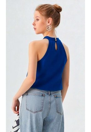 Blusa Para Mujer Manga Sisa Azul Marca L&H Ref. 4R412129